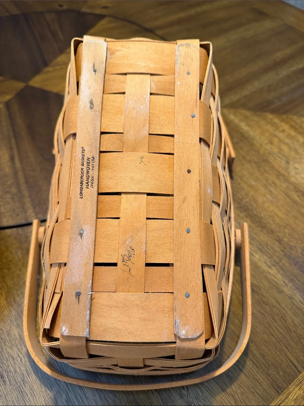 Longaberger Handwoven Tan Wood Oval Baskets with Handles - Pair